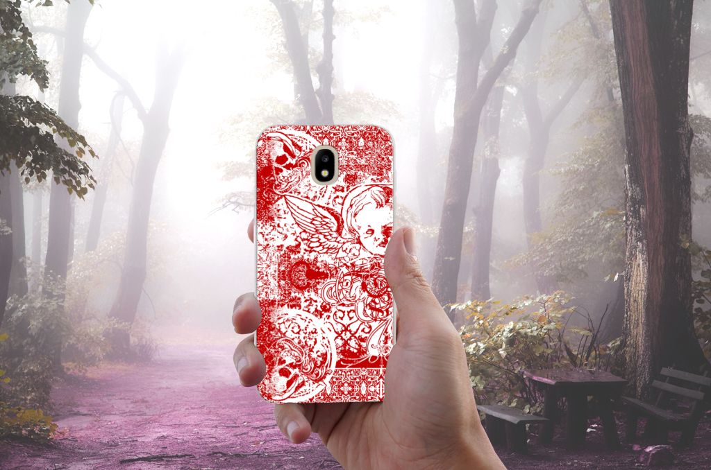 Silicone Back Case Samsung Galaxy J5 2017 Angel Skull Rood