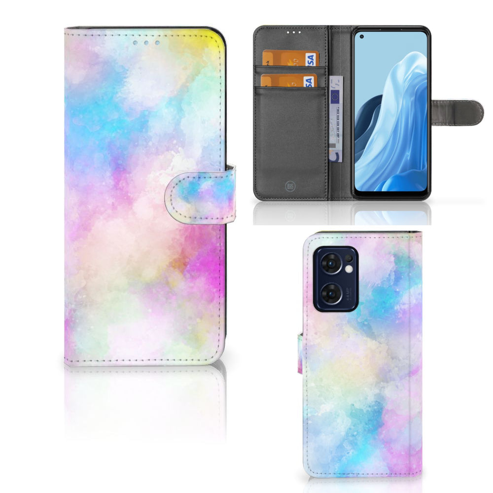 Hoesje OPPO Find X5 Lite | Reno 7 5G Watercolor Light met pastelkleuren en pasjeshouder