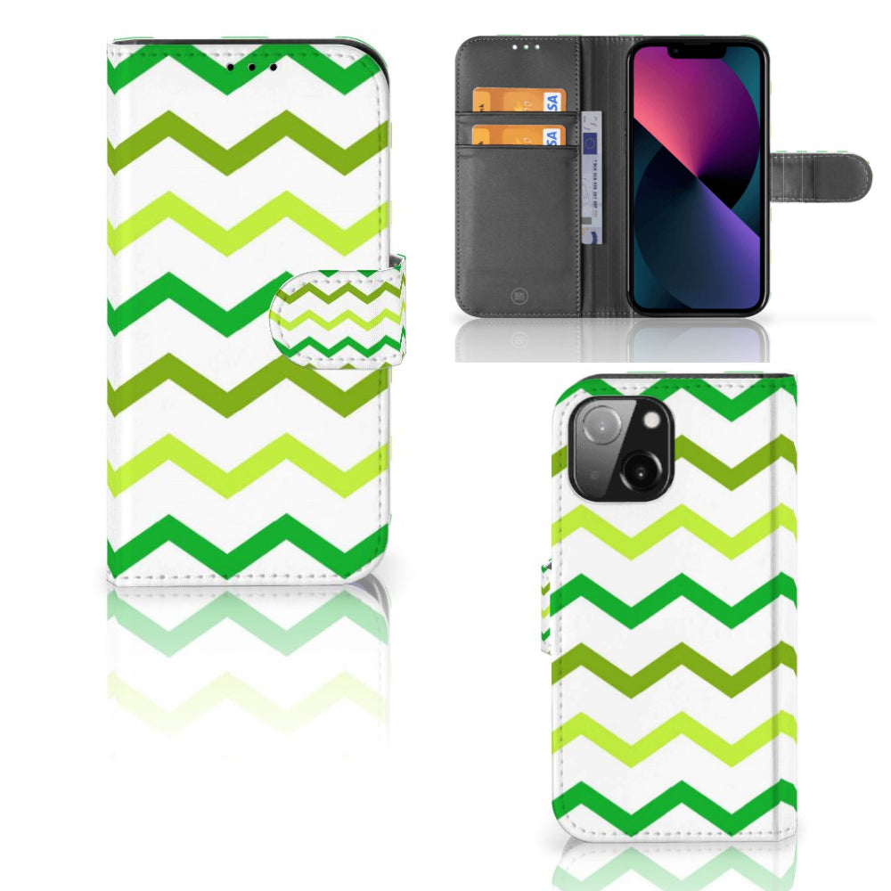 iPhone 13 Mini Telefoon Hoesje Zigzag Groen