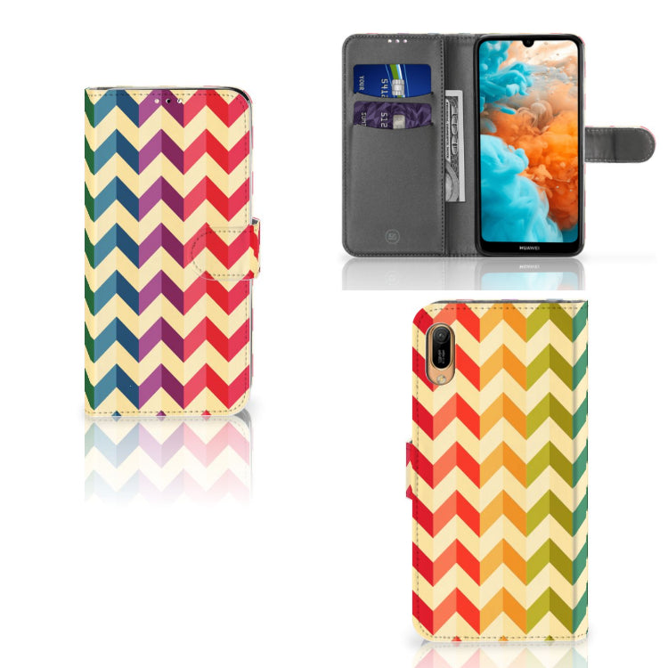 Huawei Y6 (2019) Telefoon Hoesje Zigzag Multi Color