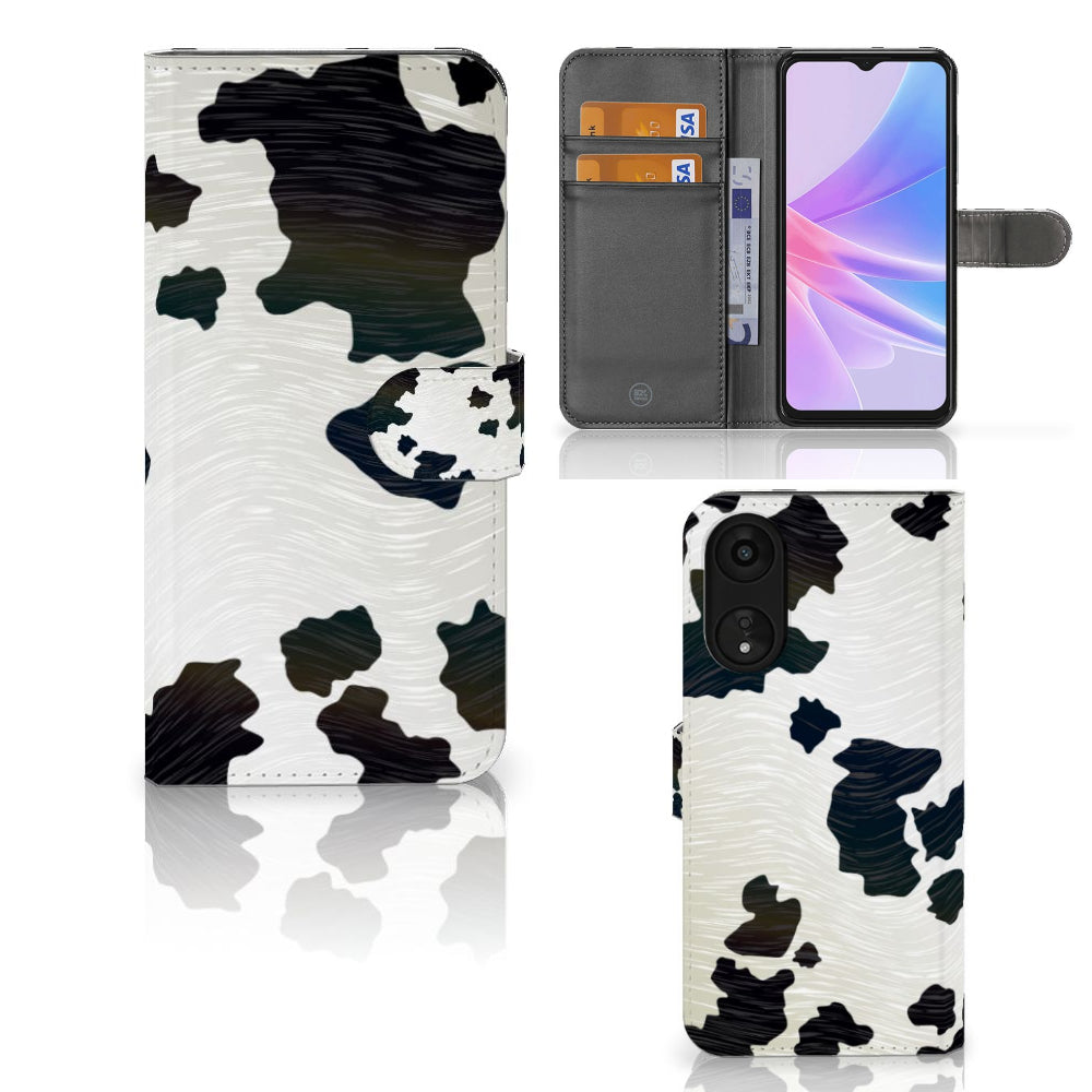 OPPO A78 5G | A58 5G Telefoonhoesje met Pasjes Koeienvlekken