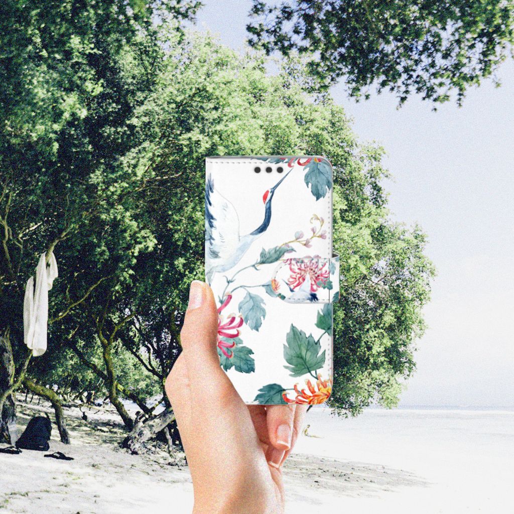 Microsoft Lumia 650 Telefoonhoesje met Pasjes Bird Flowers