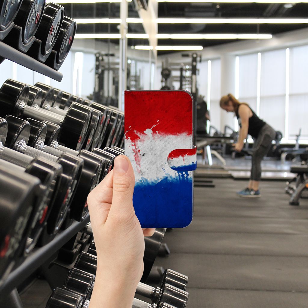 Samsung Galaxy S23 Plus Bookstyle Case Nederland met artistiek ontwerp van de Nederlandse vlag.