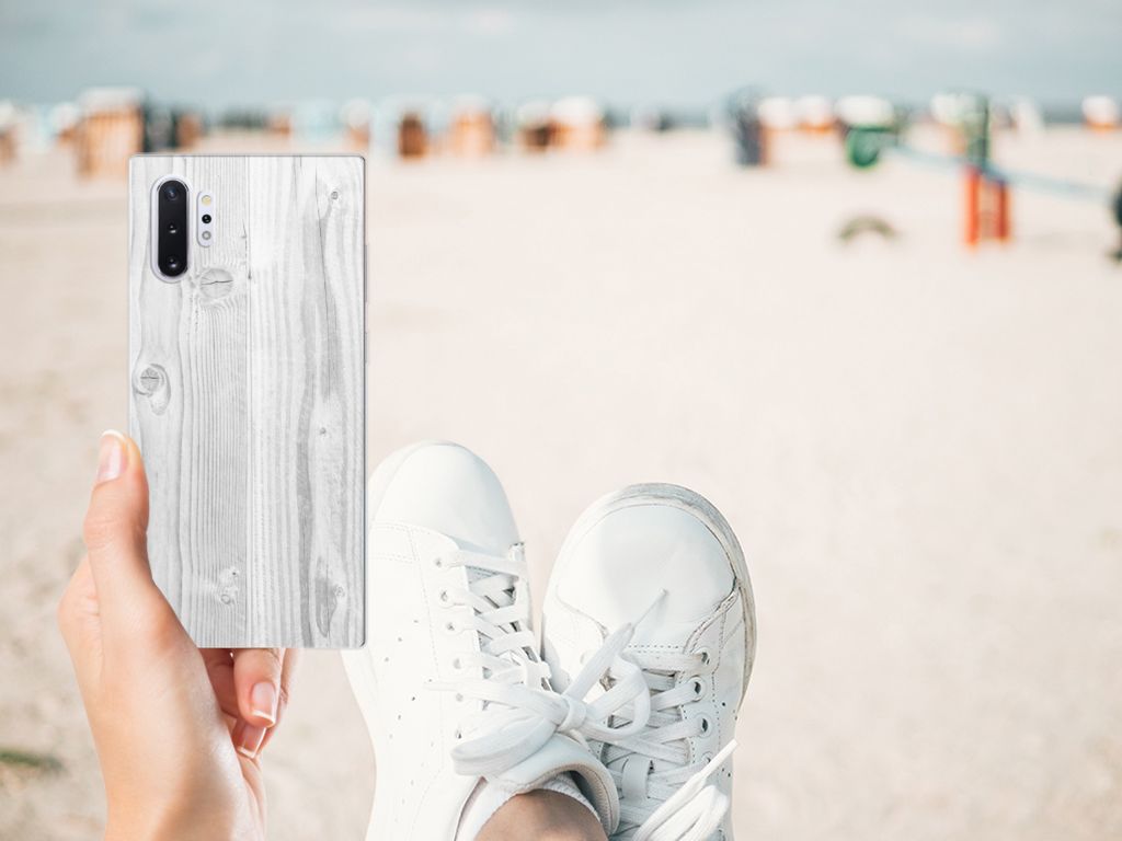 Samsung Galaxy Note 10 Plus Bumper Hoesje White Wood