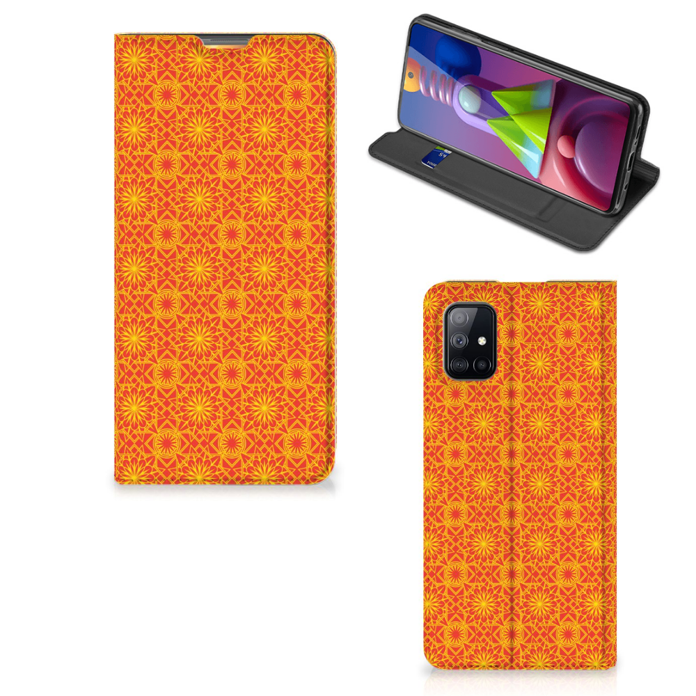Samsung Galaxy M51 Hoesje met Magneet Batik Oranje - B2C Telecom
