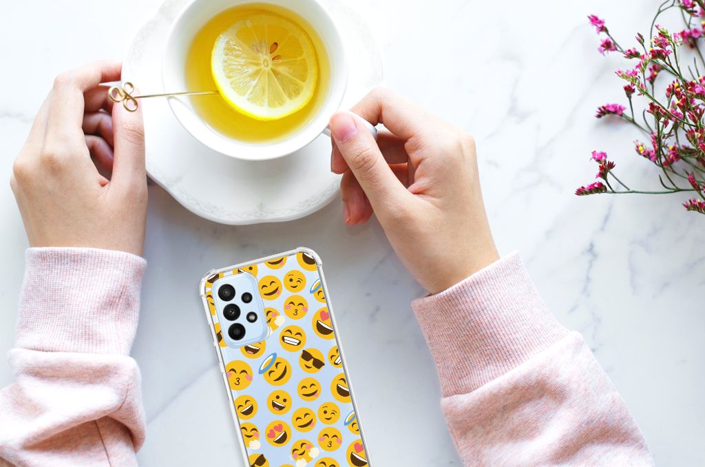 Samsung Galaxy A23 Doorzichtige Silicone Hoesje Emoji - B2C Telecom
