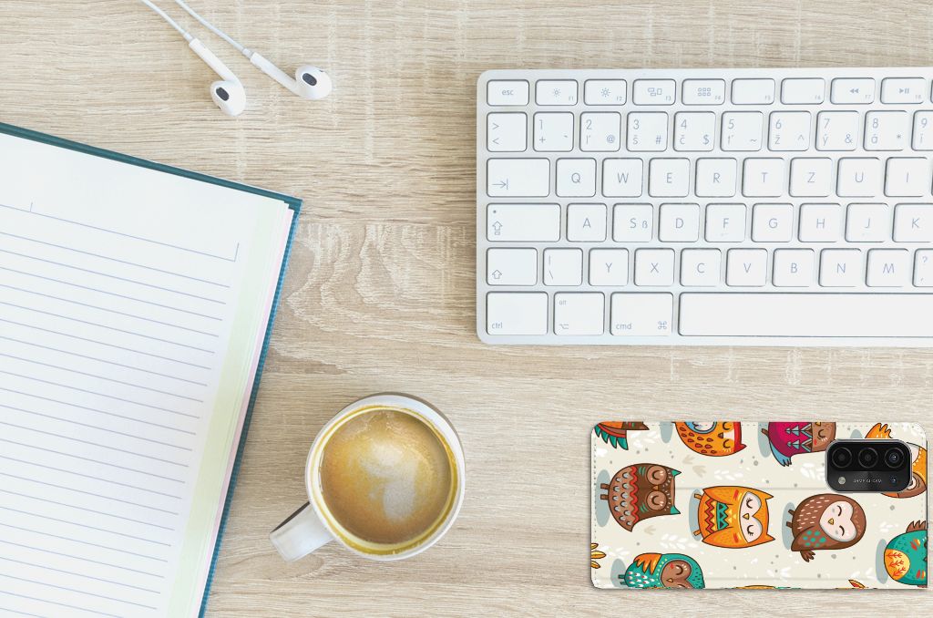 OPPO A54 5G | A74 5G | A93 5G Hoesje maken Vrolijke Uilen - B2C Telecom