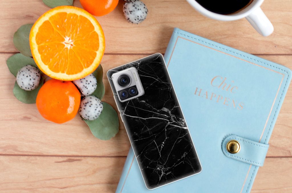 Motorola Moto X30 Pro TPU Siliconen Hoesje Marmer Zwart - Origineel Cadeau Vader B2C Telecom
