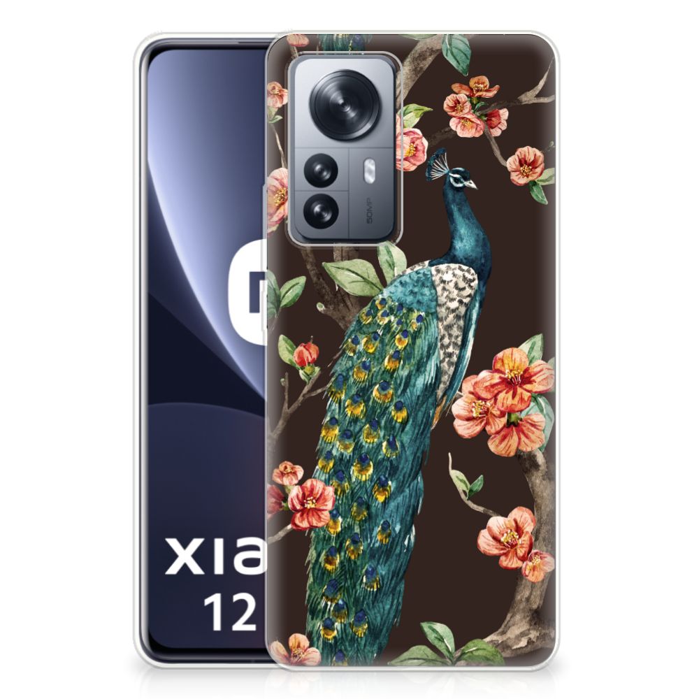 Xiaomi 12 Pro TPU Hoesje Pauw met Bloemen