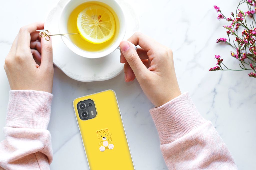 Motorola Edge 20 Lite Telefoonhoesje met Naam Baby Leopard