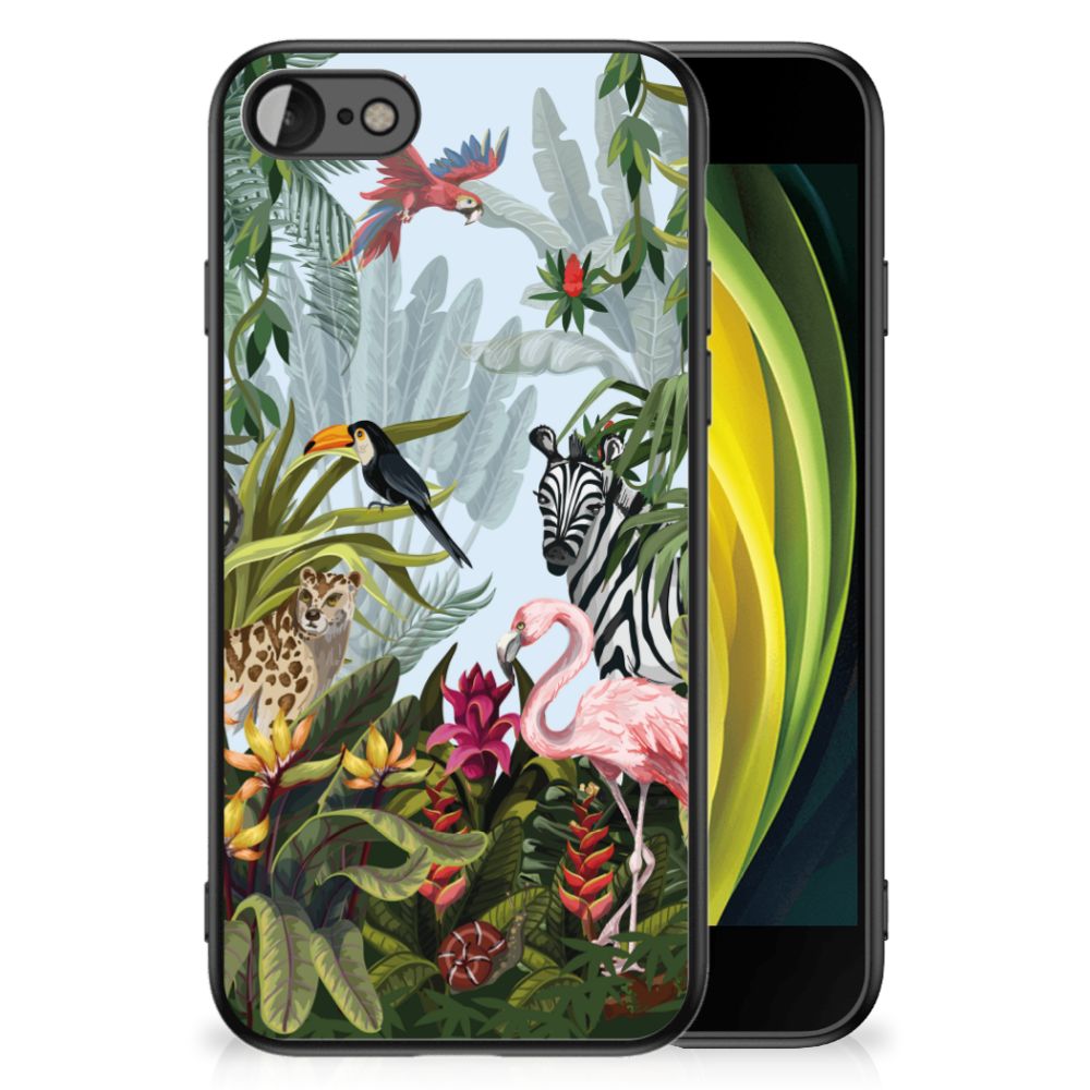 Dierenprint Telefoonhoesje voor iPhone SE 2022 | SE 2020 | 7/8 Jungle met tropische dieren en planten.