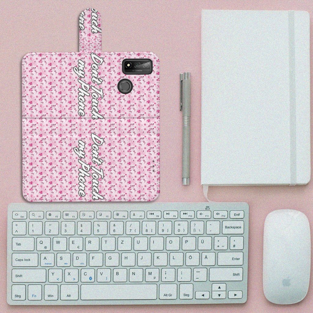 Huawei P Smart 2020 Portemonnee Hoesje Flowers Pink DTMP
