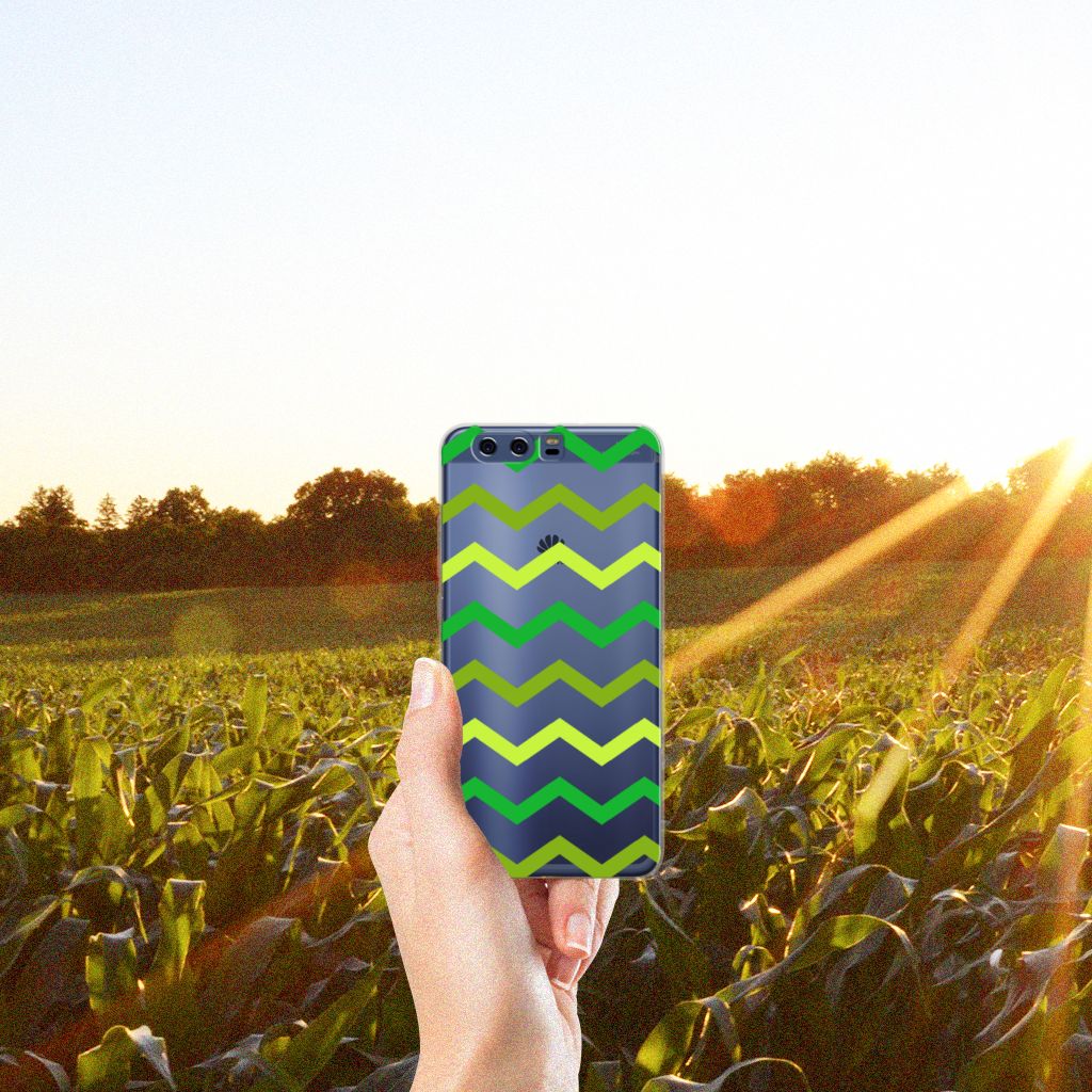 Huawei P10 Plus TPU bumper Zigzag Groen