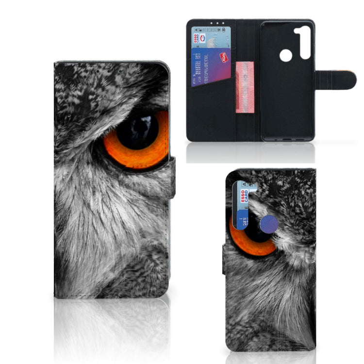 Motorola G8 Power Telefoonhoesje met Pasjes Uil