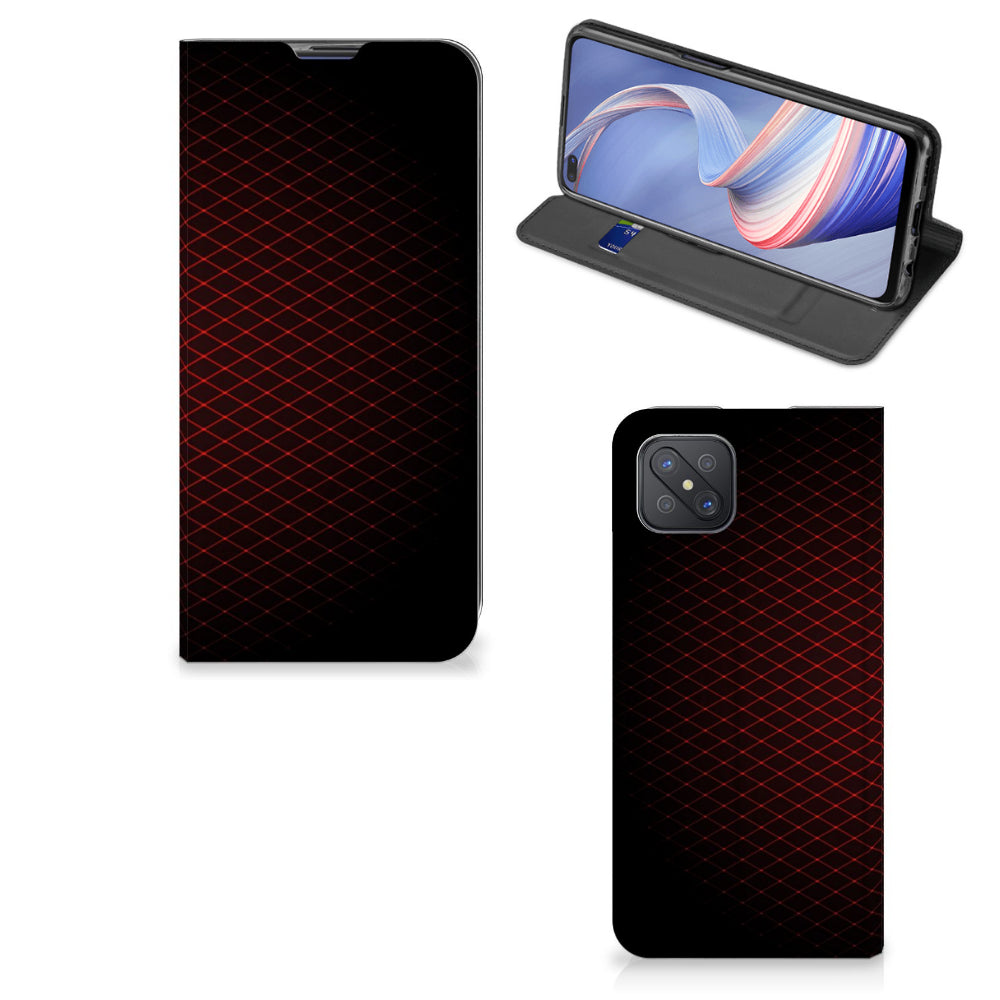 OPPO Reno4 Z 5G Hoesje met Magneet Geruit Rood