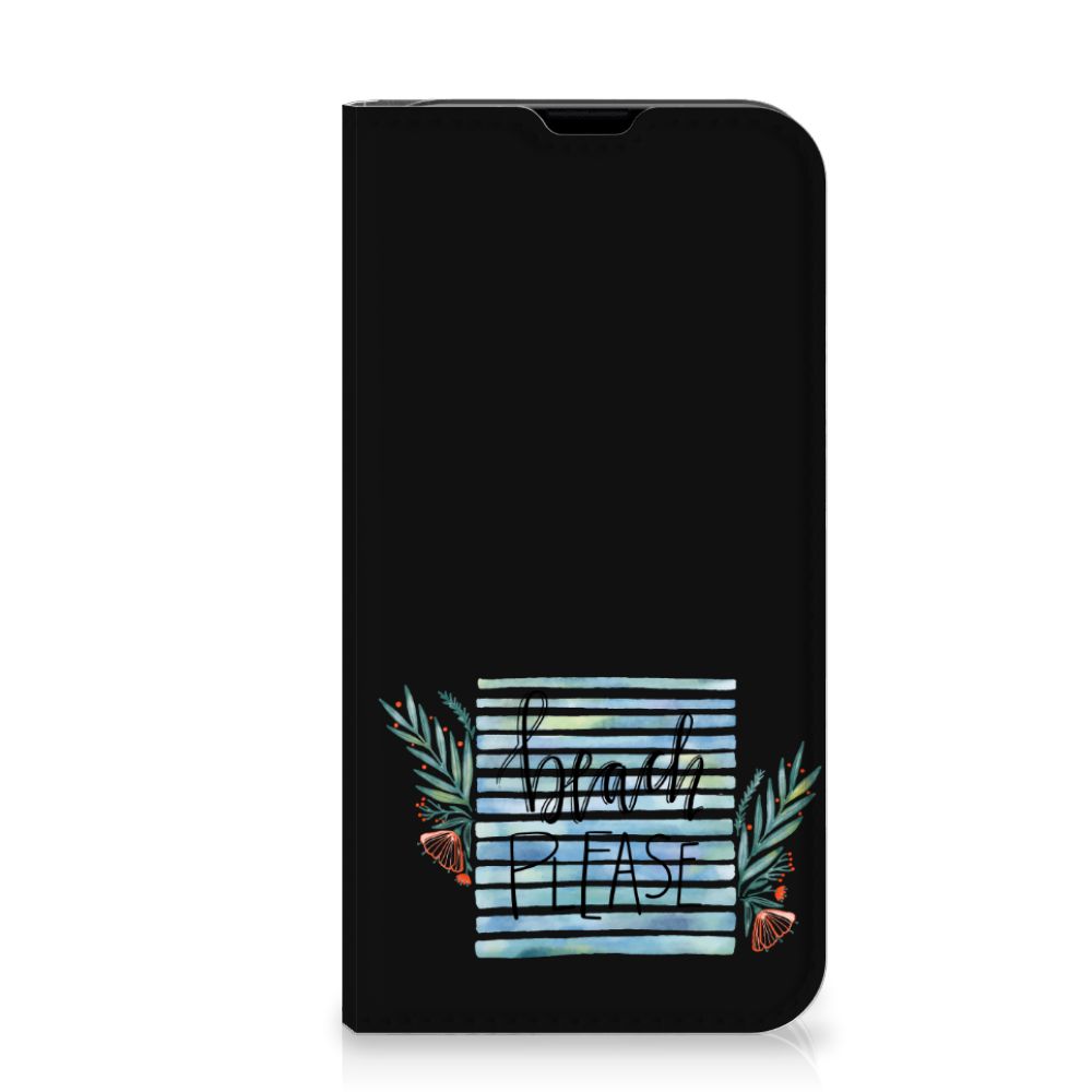iPhone 13 Mini Magnet Case Boho Beach met 'Beach Please' tekst en kleurrijke bloemen đē.