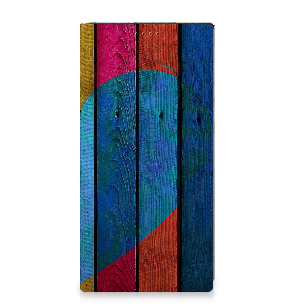Samsung Galaxy S23 Ultra Book Wallet Case Wood Heart - Cadeau voor je Vriend - B2C Telecom