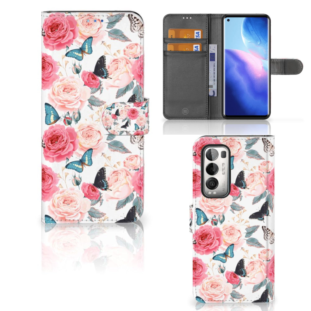 OPPO Find X3 Neo 5G Hoesje Butterfly Roses