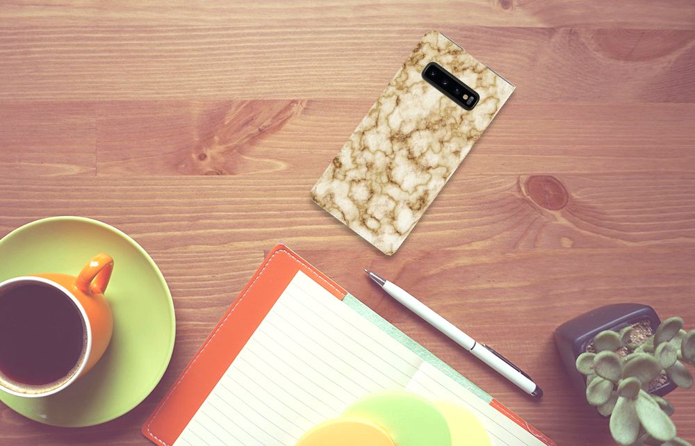 Samsung Galaxy S10 Plus Standcase Marmer Goud