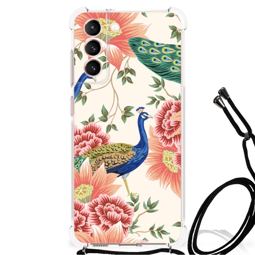 Case Anti-shock voor Samsung Galaxy S21 FE Pink Peacock