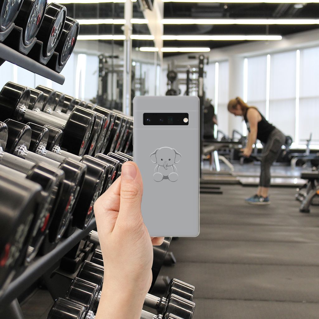 Google Pixel 6 Pro Telefoonhoesje met Naam Grijs Baby Olifant B2C Telecom