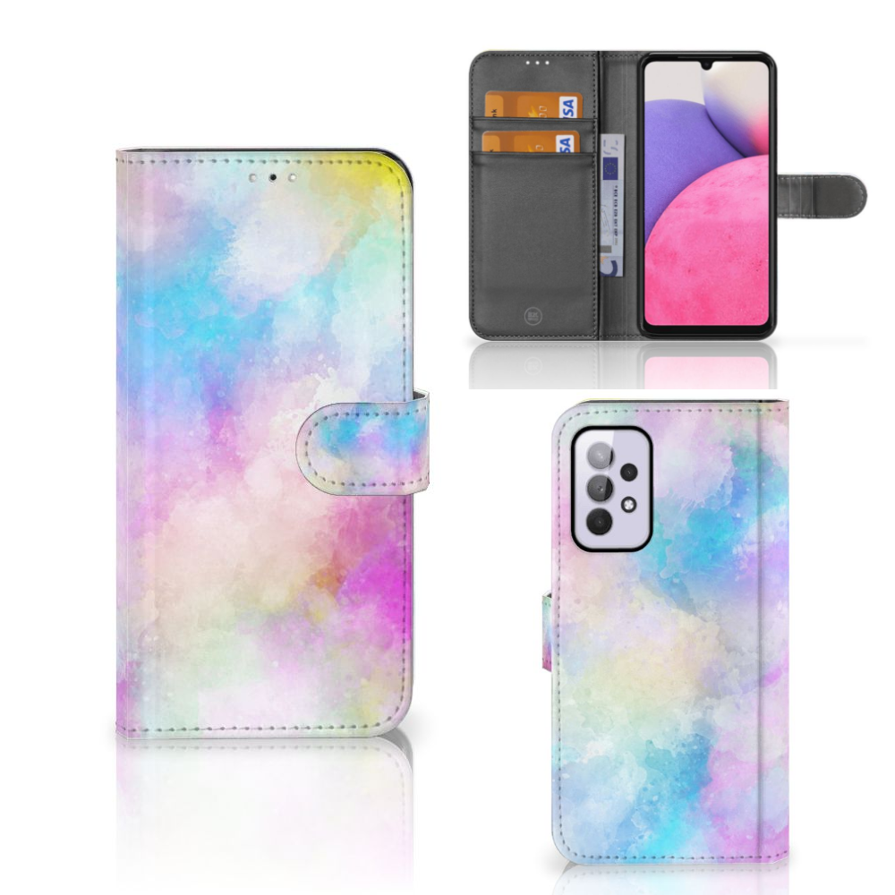 Hoesje Samsung Galaxy A33 5G Watercolor Light met pasjeshouder in pastelkleuren en watercolor design.