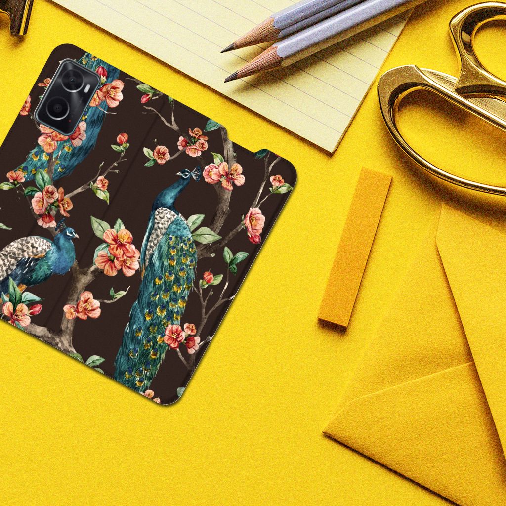 OPPO A96 | A76 Hoesje maken Pauw met Bloemen - B2C Telecom
