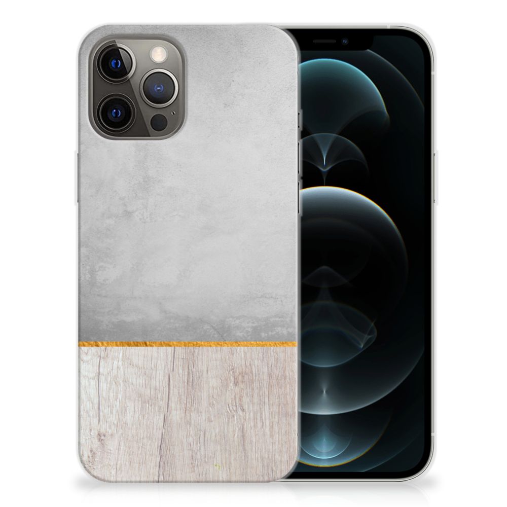 iPhone 12 Pro Max Bumper Hoesje Wood Concrete B2C Telecom