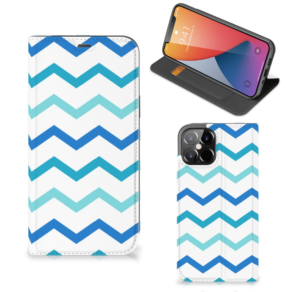 iPhone 12 Pro Max Hoesje met Magneet Zigzag Blauw - B2C Telecom