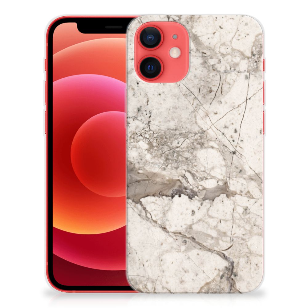 iPhone 12 Mini TPU Siliconen Hoesje Marmer Beige B2C Telecom