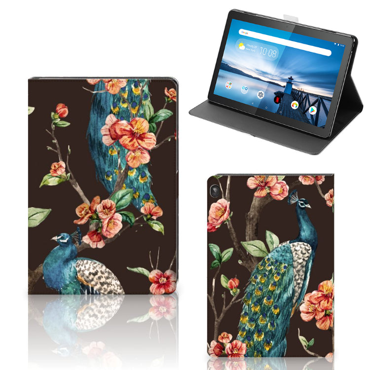 Lenovo Tablet M10 Flip Case Pauw met Bloemen
