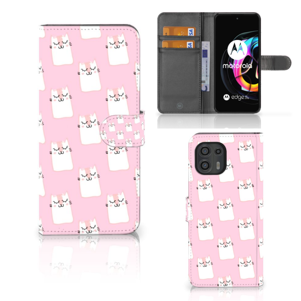 Motorola Edge 20 Lite Telefoonhoesje met Pasjes Sleeping Cats