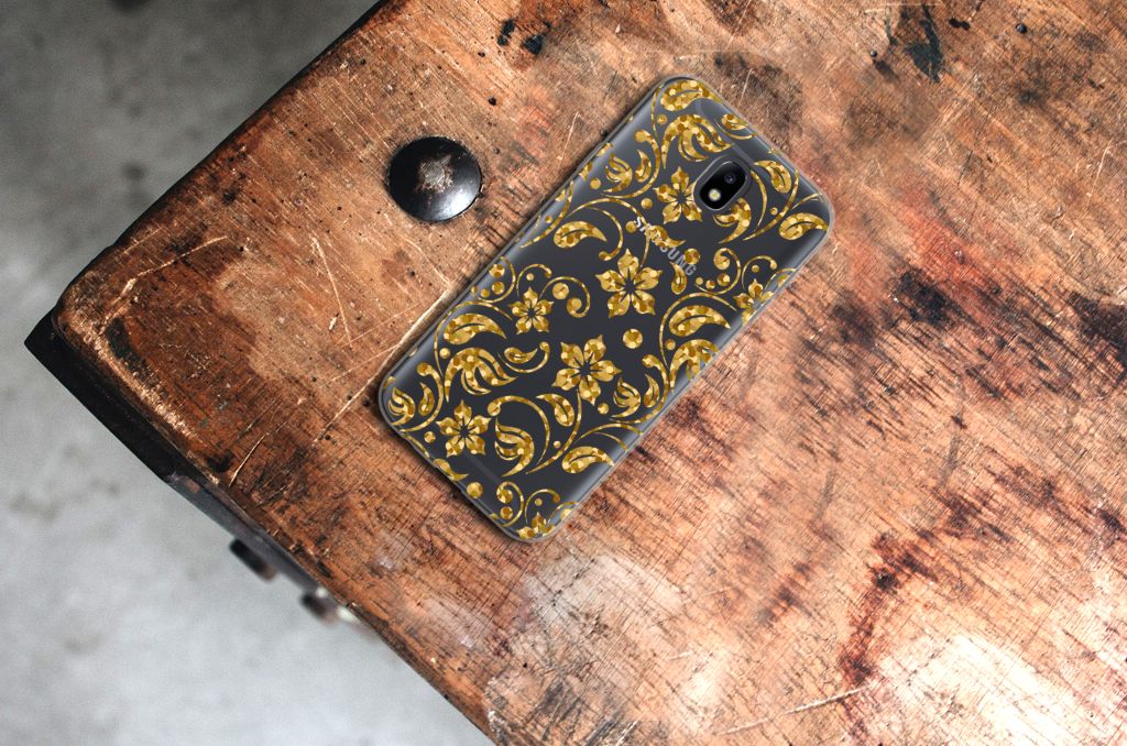 Samsung Galaxy J7 2017 | J7 Pro TPU Case Gouden Bloemen