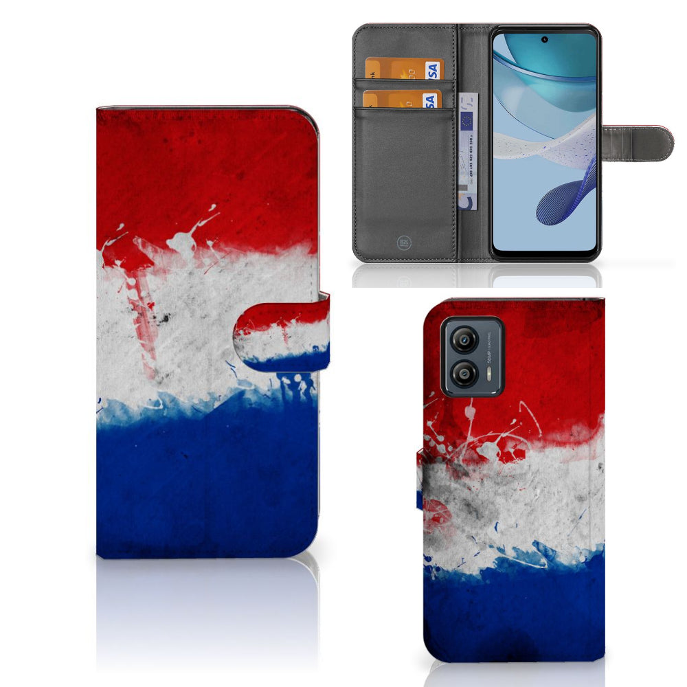 Motorola Moto G53 Bookstyle Case Nederland met Nederlandse vlag design en pasjeshouder.