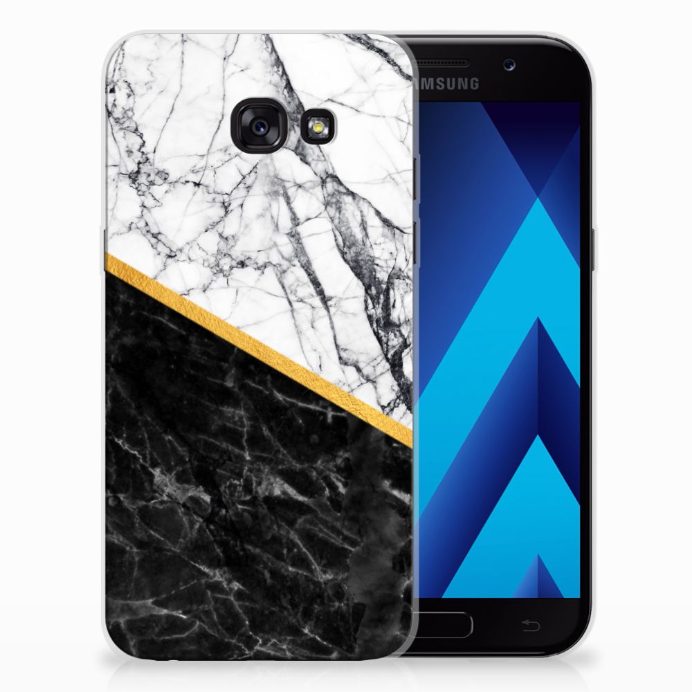 Samsung Galaxy A5 2017 TPU Siliconen Hoesje Marmer Wit Zwart - Origineel Cadeau Man