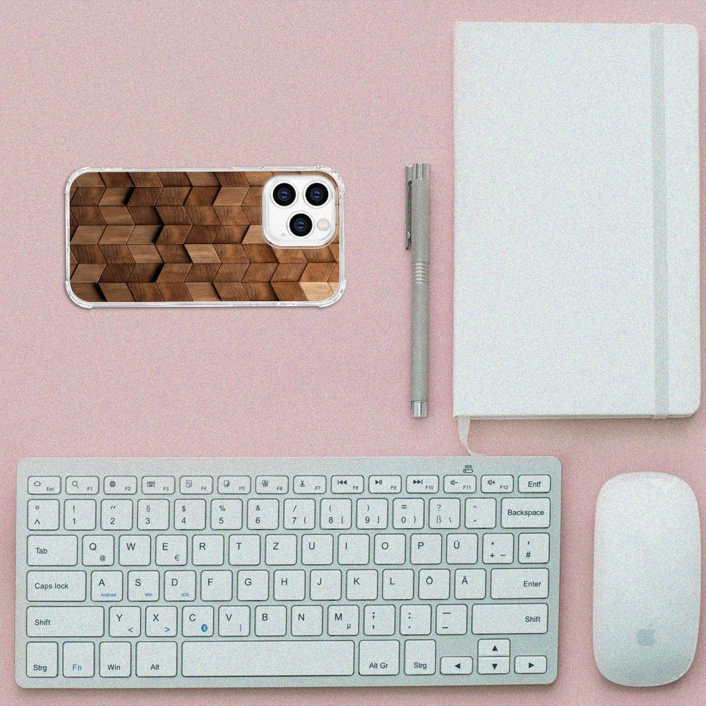Stevig Telefoonhoesje voor iPhone 14 Pro Wooden Cubes B2C Telecom