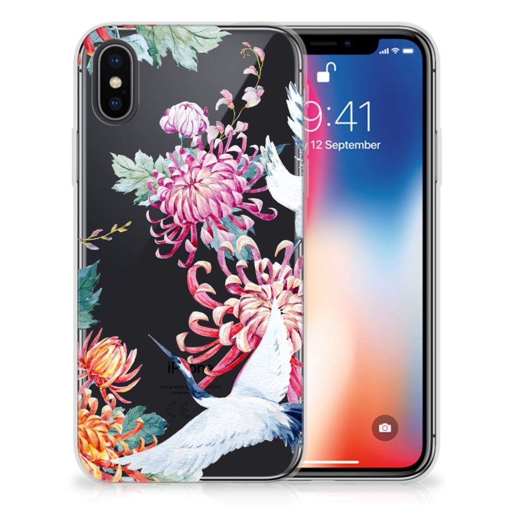 Apple iPhone X | Xs TPU Hoesje Bird Flowers