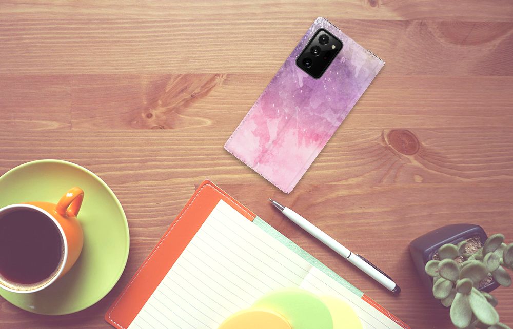 Bookcase Samsung Galaxy Note 20 Ultra Pink Purple Paint - B2C Telecom