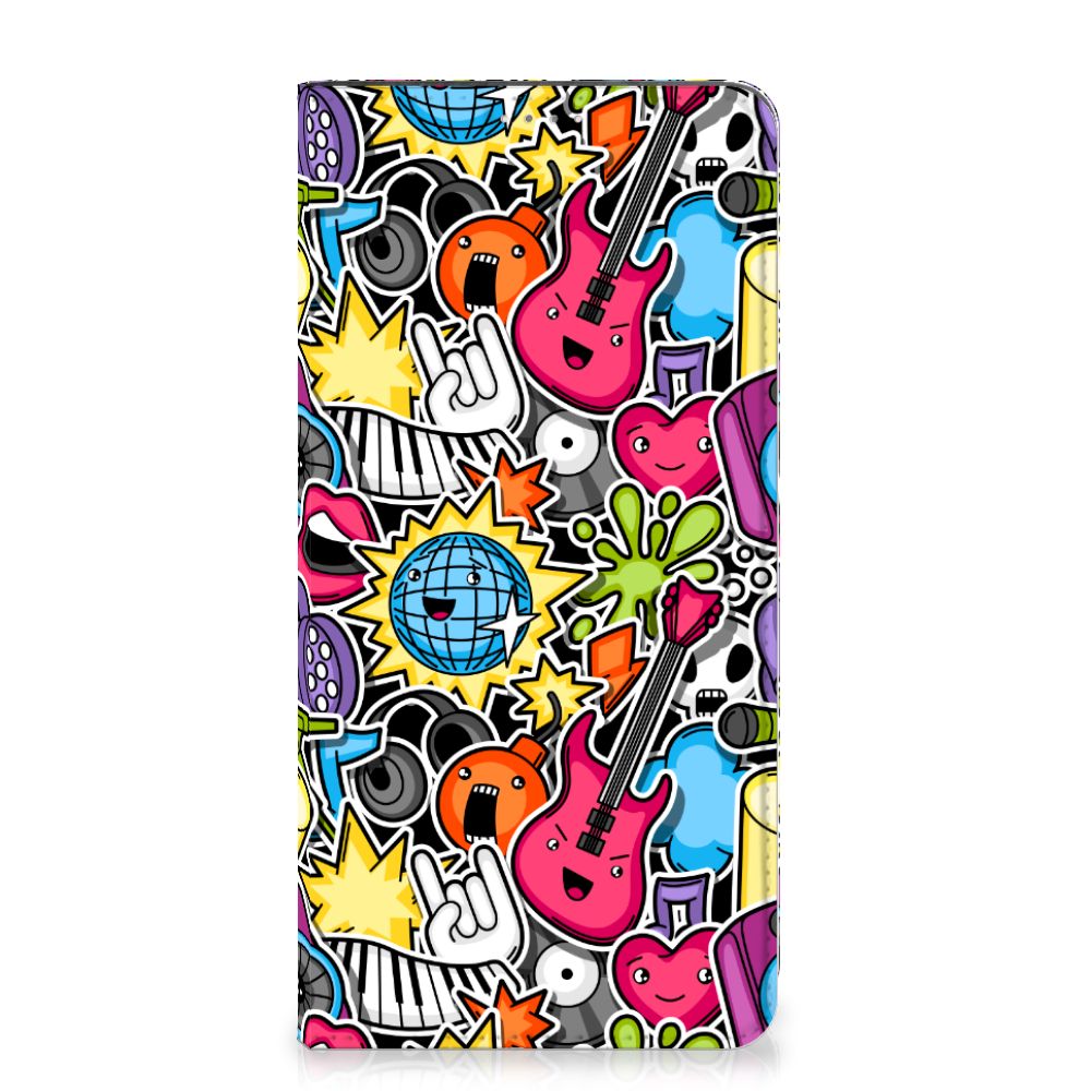 Samsung Galaxy A14 5G Hippe Standcase Punk Rock met kleurrijk design van muziek en graffiti.