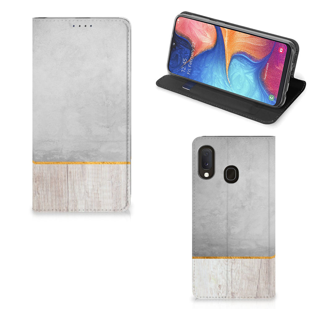 Samsung Galaxy A20e Book Wallet Case Wood Concrete