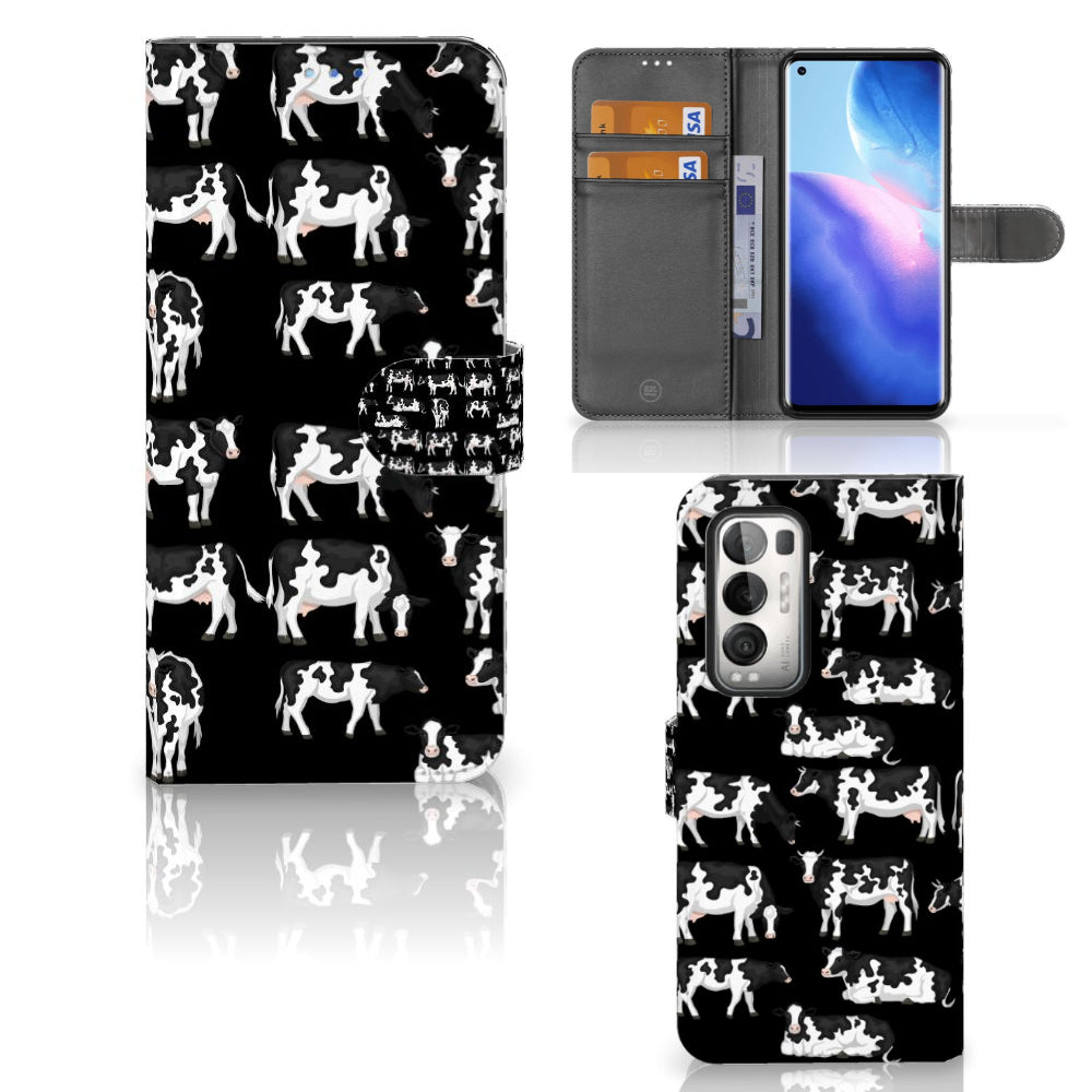 OPPO Find X3 Neo 5G Telefoonhoesje met Pasjes Koetjes