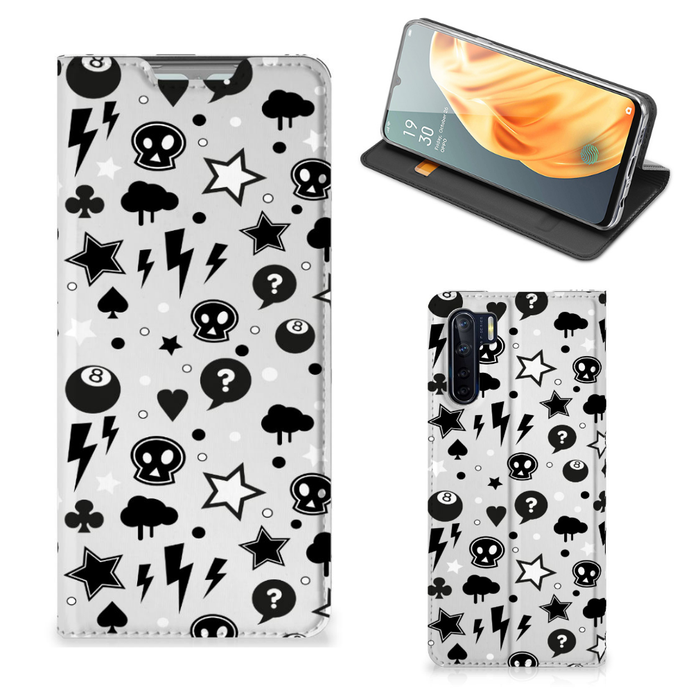 Mobiel BookCase OPPO Reno3 | A91 Silver Punk - B2C Telecom