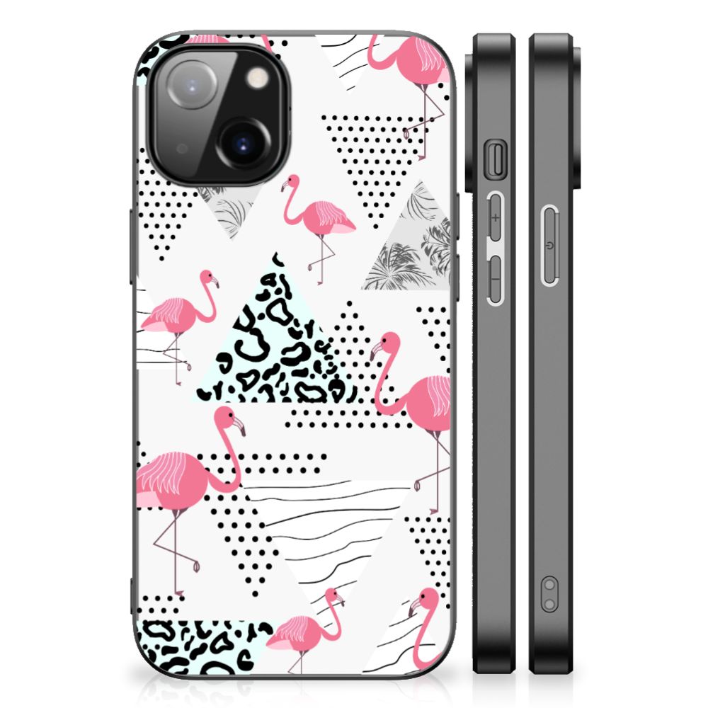 Apple iPhone 13 | iPhone 14 Dierenprint Telefoonhoesje Flamingo Triangle