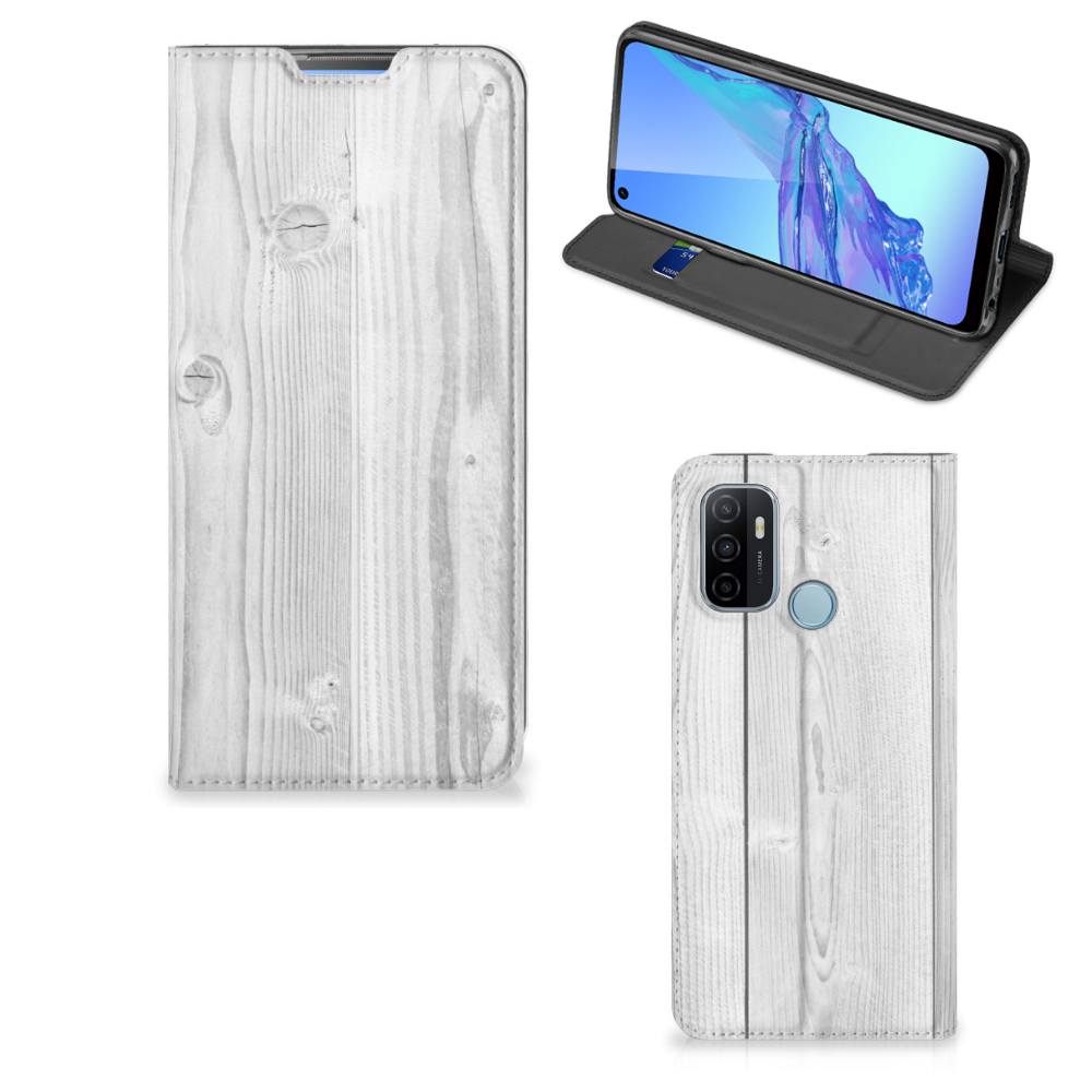 OPPO A53 | A53s Book Wallet Case White Wood - B2C Telecom
