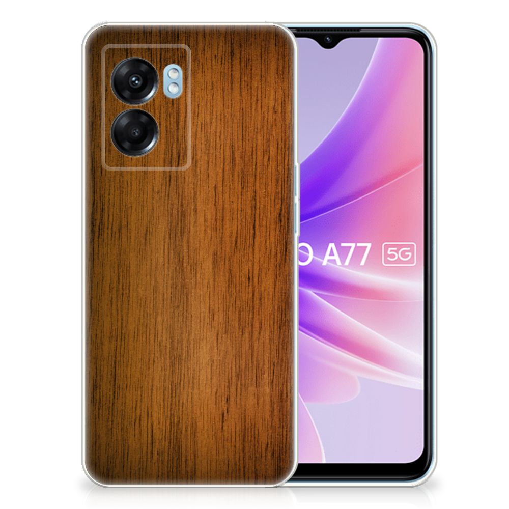 OPPO A77 | A57 5G Bumper Hoesje Donker Hout
