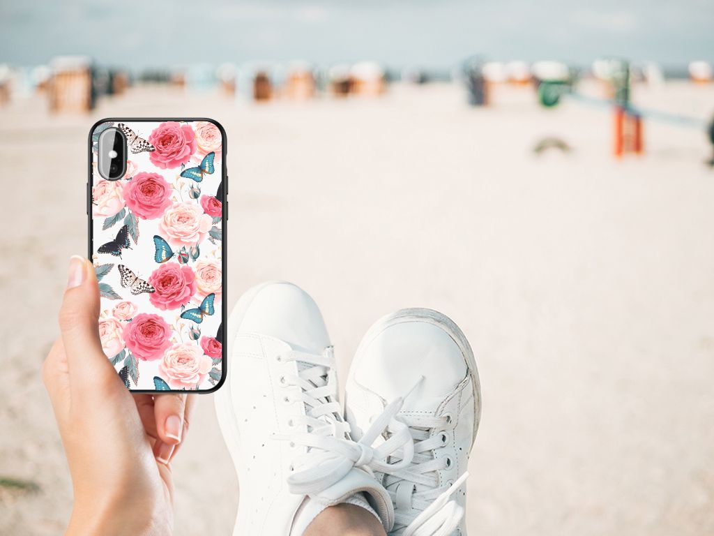 iPhone X | Xs Bloemen Hoesje Butterfly Roses B2C Telecom