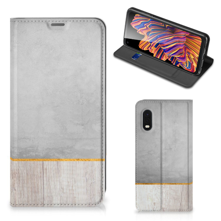 Samsung Xcover Pro Book Wallet Case Wood Concrete - B2C Telecom