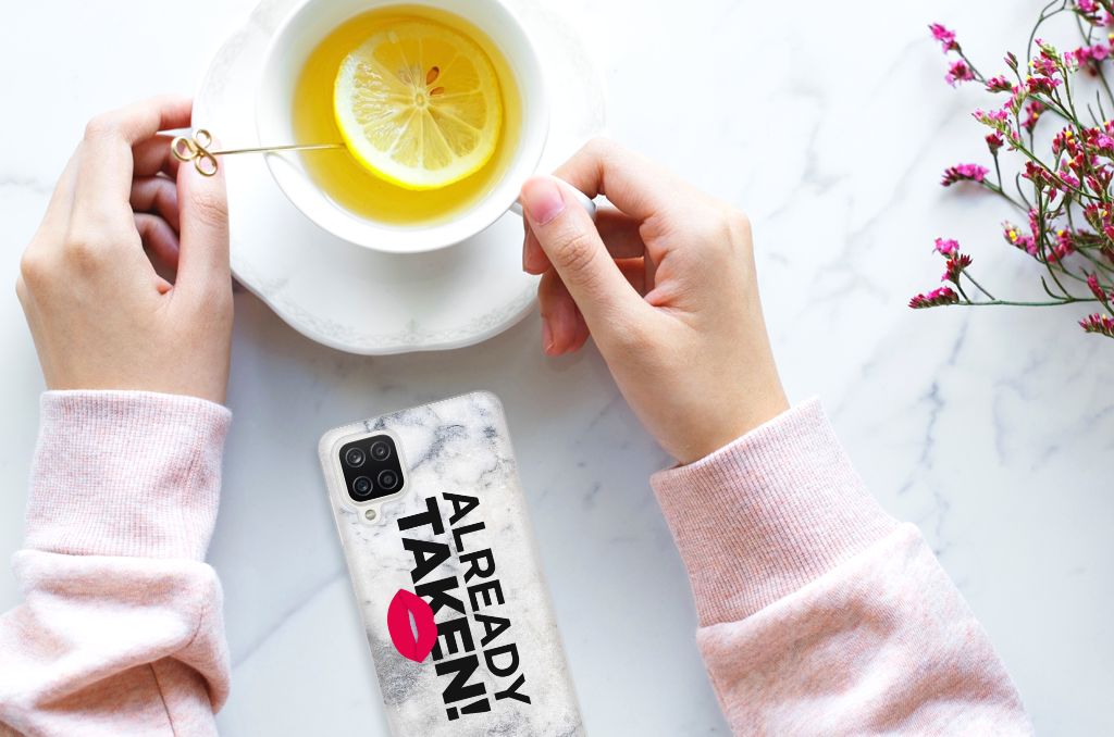 Samsung Galaxy A12 Siliconen hoesje met naam Already Taken White B2C Telecom