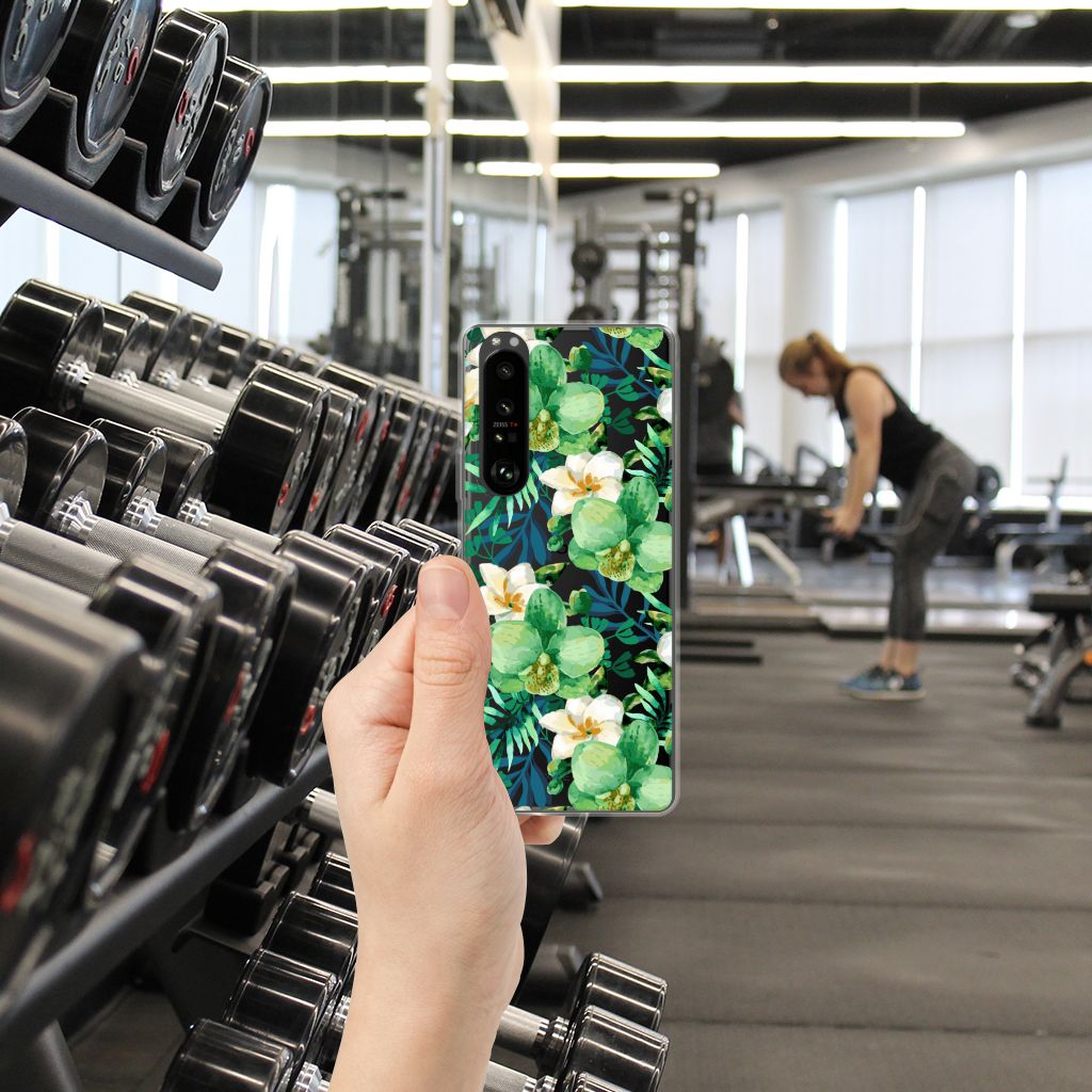 Sony Xperia 1 III TPU Case Orchidee Groen B2C Telecom