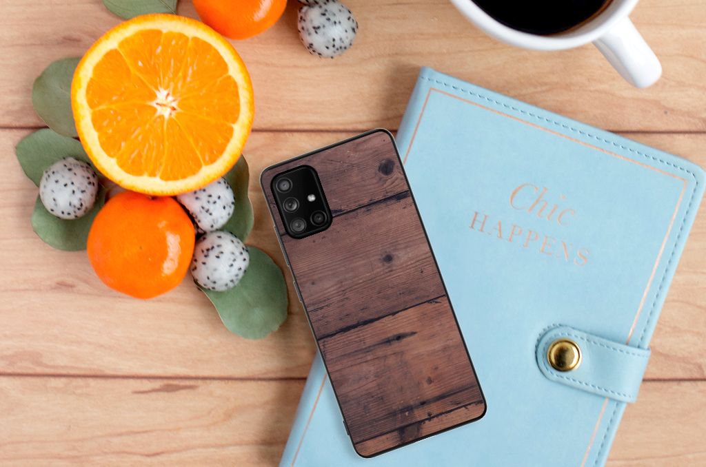 Samsung Galaxy A71 Houten Print Telefoonhoesje Old Wood B2C Telecom
